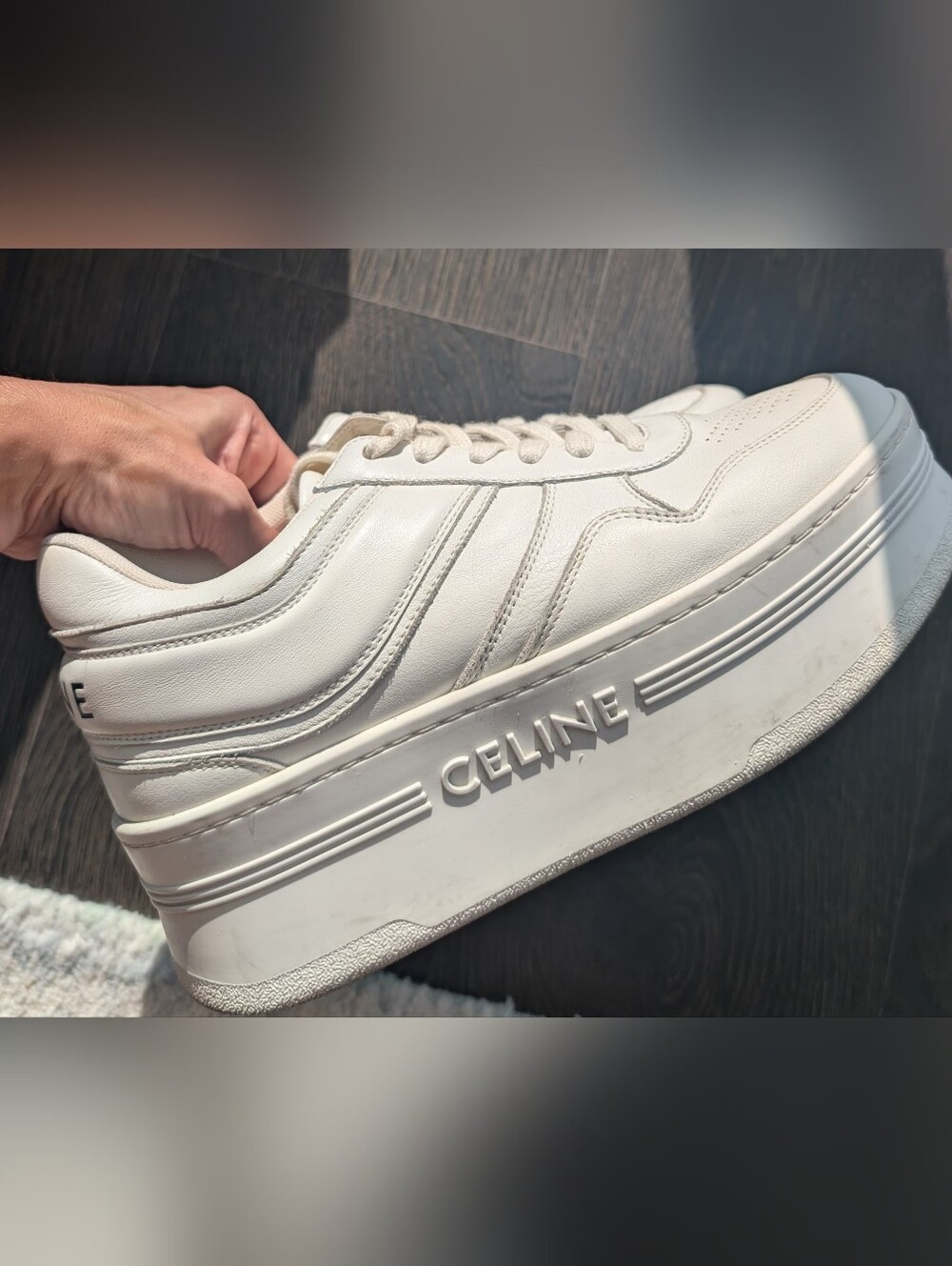 BLOCK SNEAKERS WITH WEDGE OUTSOLE in CALFSKIN